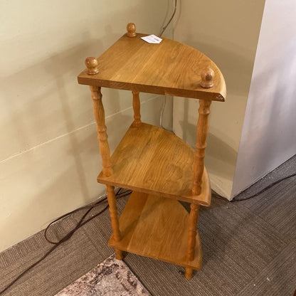 Three Tier Light Wood Corner Table