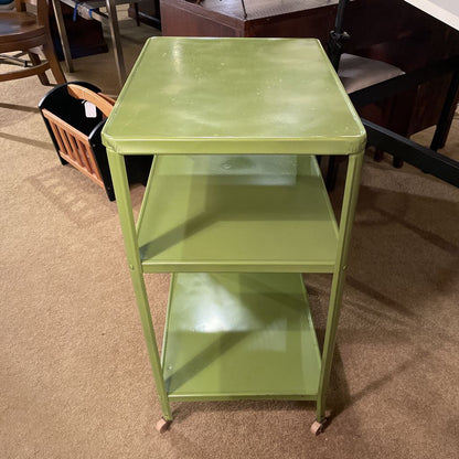 Vintage Green Metal 2 Tier Rolling Cart