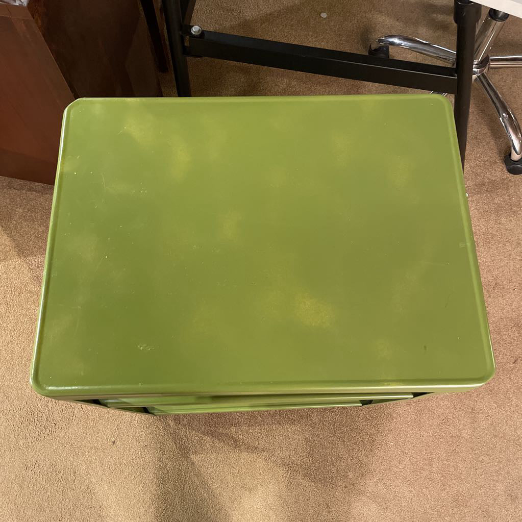 Vintage Green Metal 2 Tier Rolling Cart