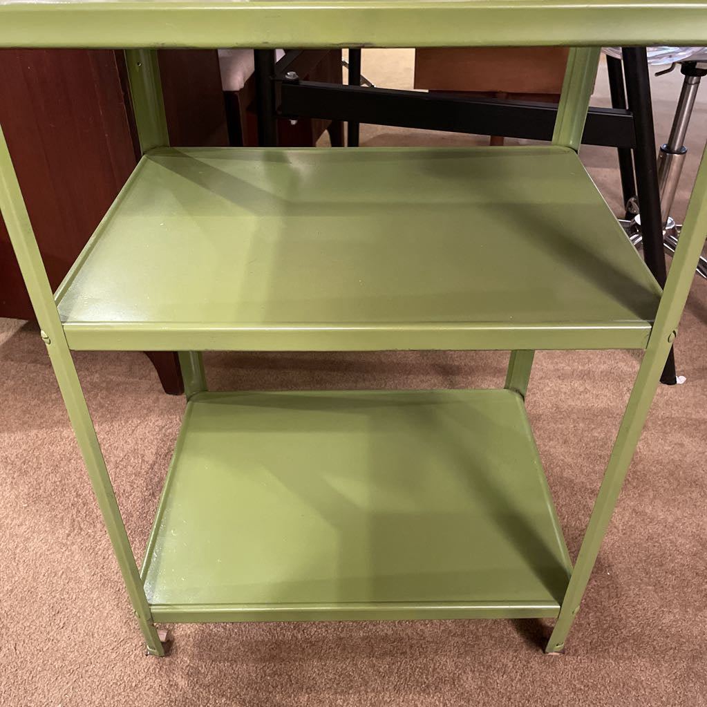 Vintage Green Metal 2 Tier Rolling Cart