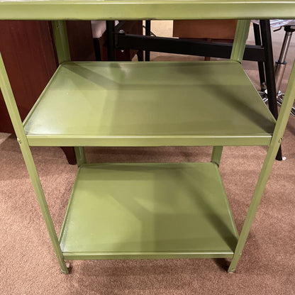 Vintage Green Metal 2 Tier Rolling Cart