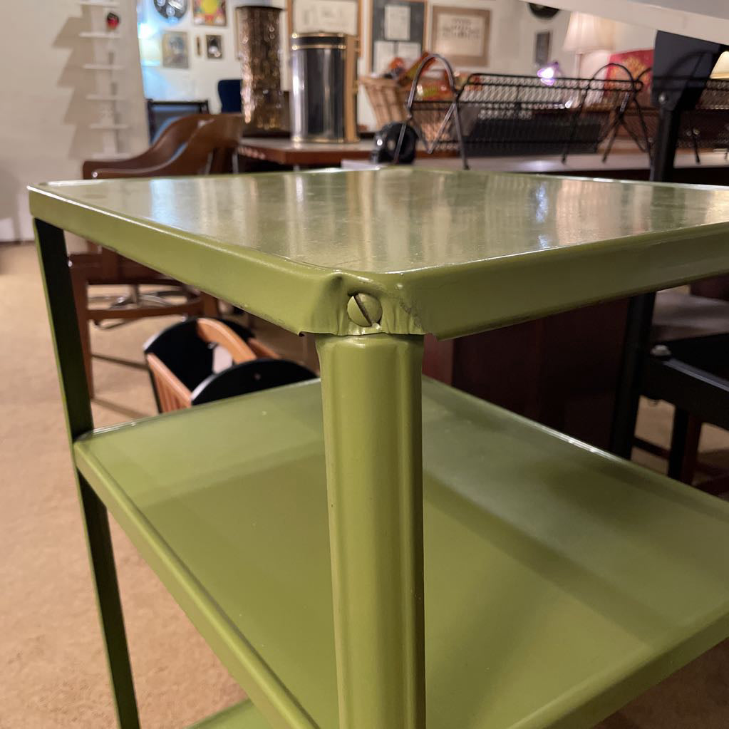 Vintage Green Metal 2 Tier Rolling Cart