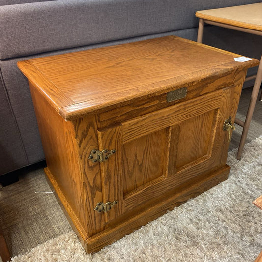 Antique Style Wood Ice Chest Side Table