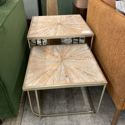 Whitewash Starburst Nesting Tables PAIR