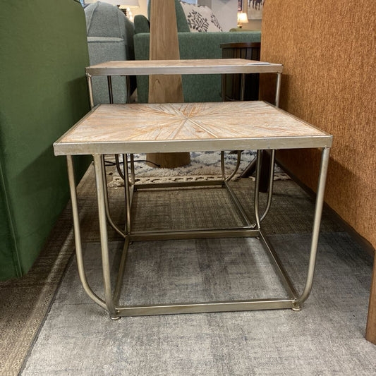 Whitewash Starburst Nesting Tables PAIR