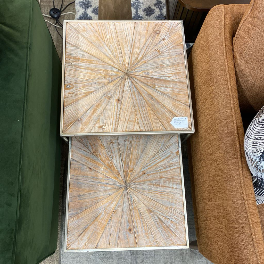 Whitewash Starburst Nesting Tables PAIR C SIDE TABLES