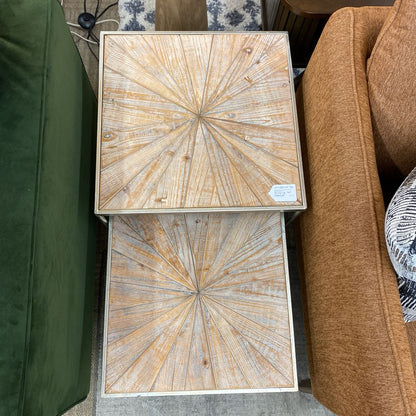 Whitewash Starburst Nesting Tables PAIR C SIDE TABLES