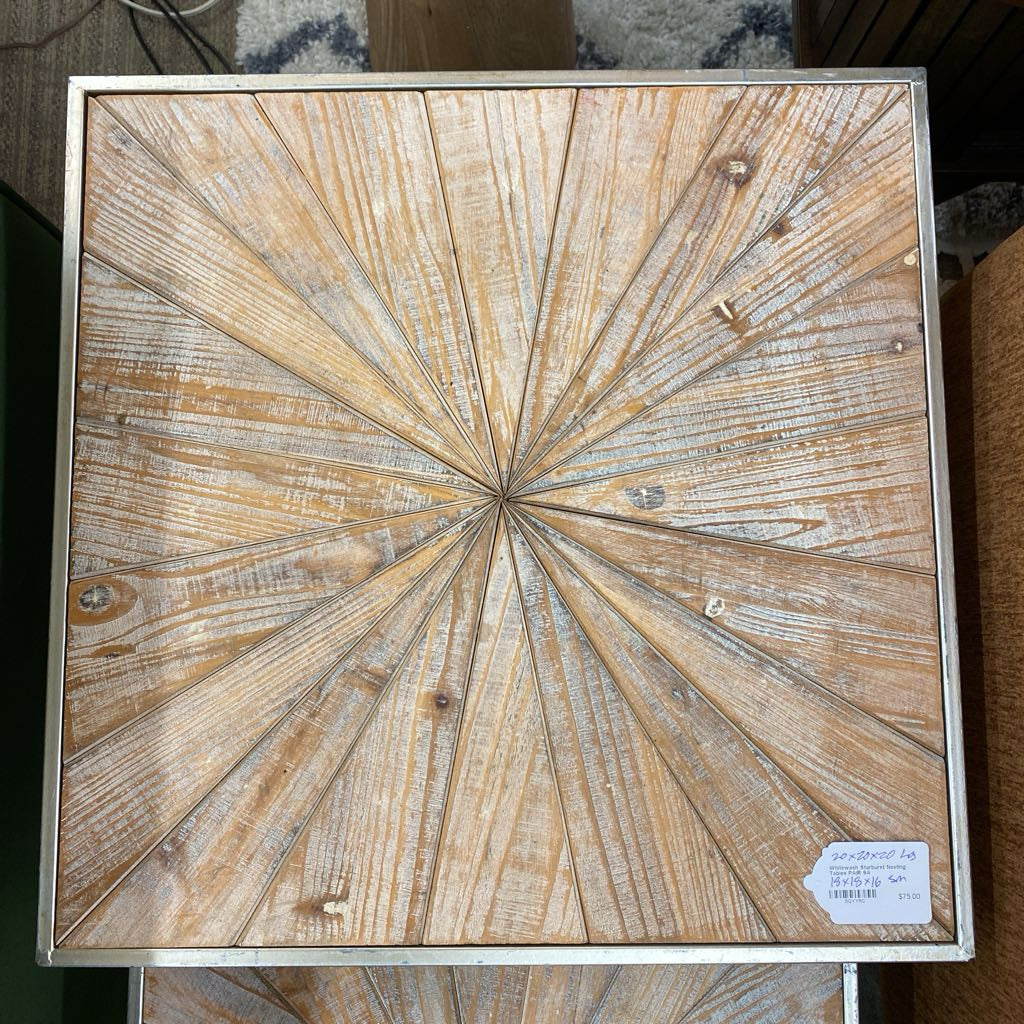 Whitewash Starburst Nesting Tables PAIR C SIDE TABLES