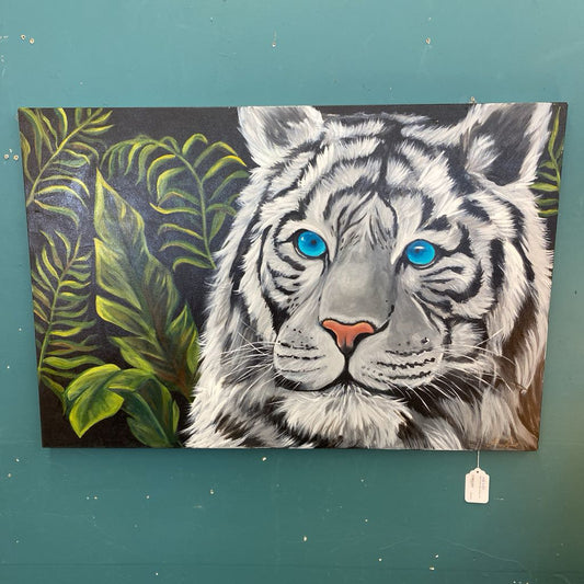 Signed White Tiger Painting