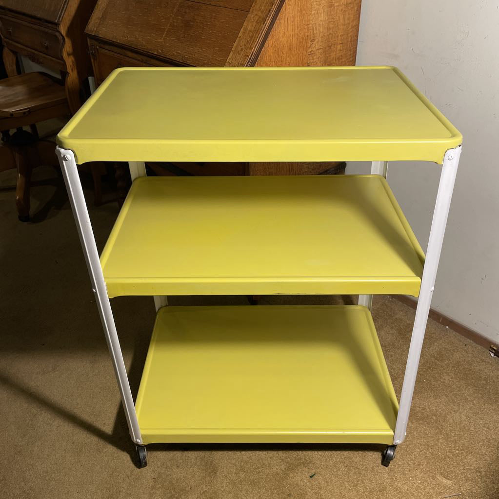 White & Yellow 3 Tier Rolling Cart