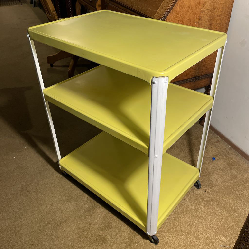 White & Yellow 3 Tier Rolling Cart