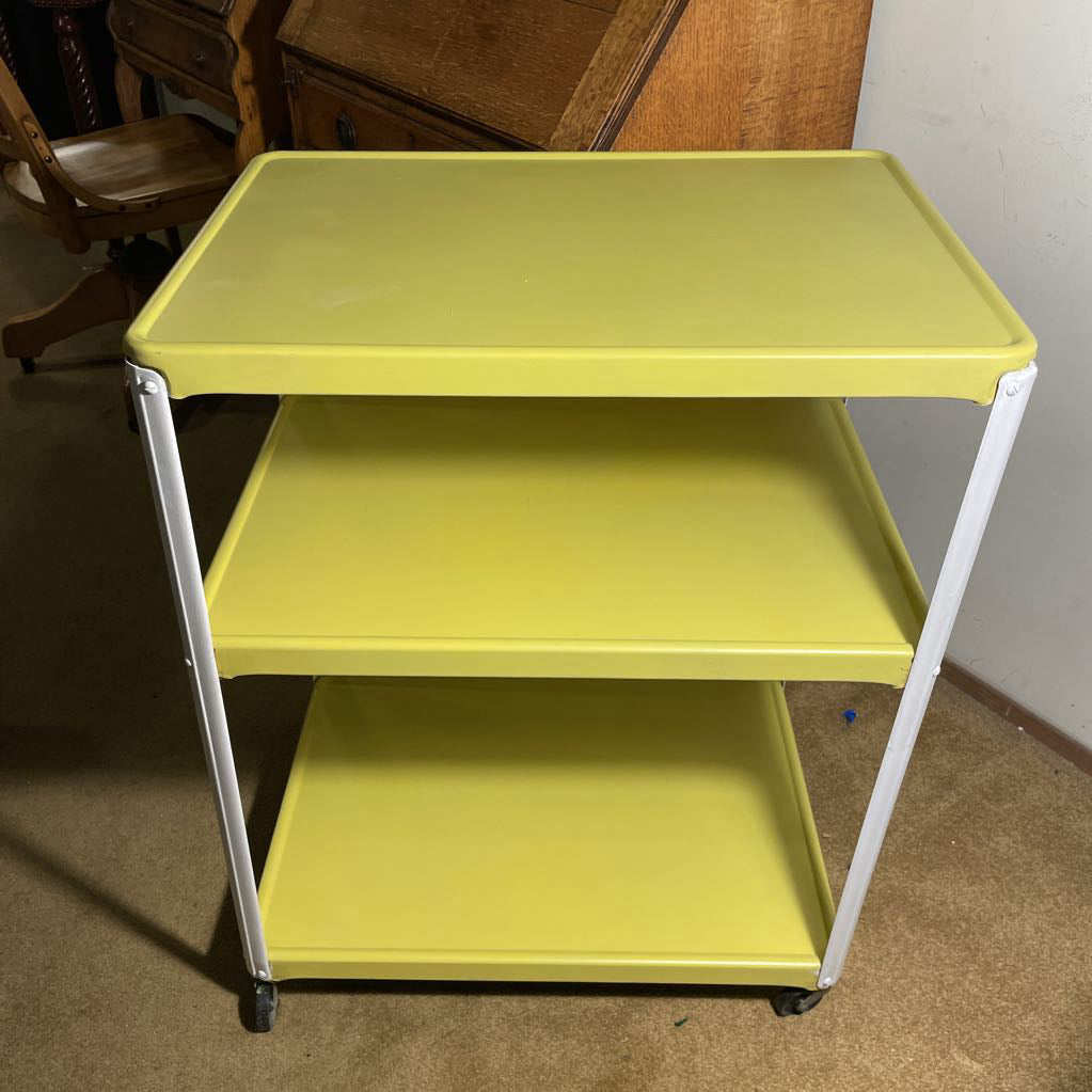 White & Yellow 3 Tier Rolling Cart