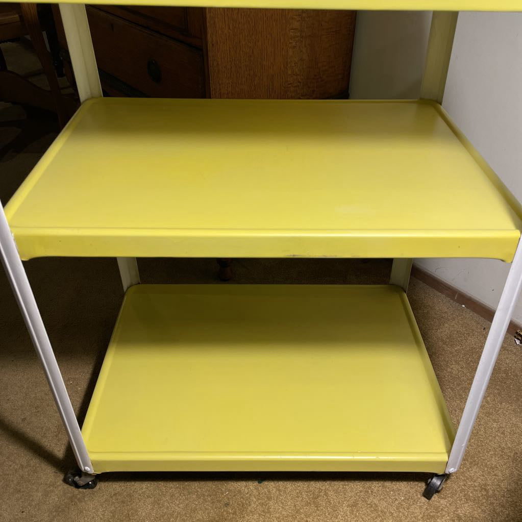 White & Yellow 3 Tier Rolling Cart
