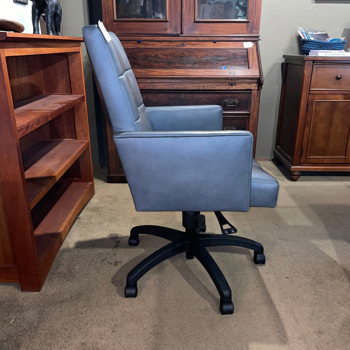 Grey Tufted High Back Office Chair