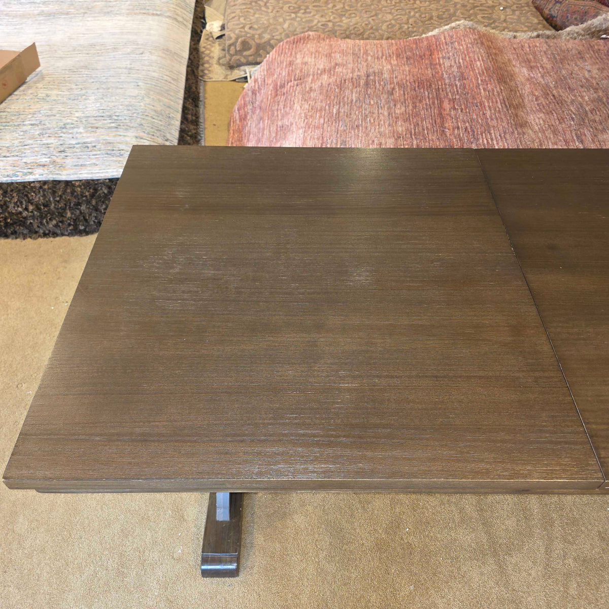 Dark Wood Trestle Expanding Dining Table w/ Bench C DINING TABLES