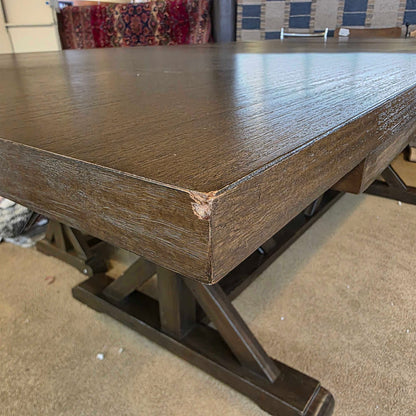 Dark Wood Trestle Expanding Dining Table w/ Bench C DINING TABLES