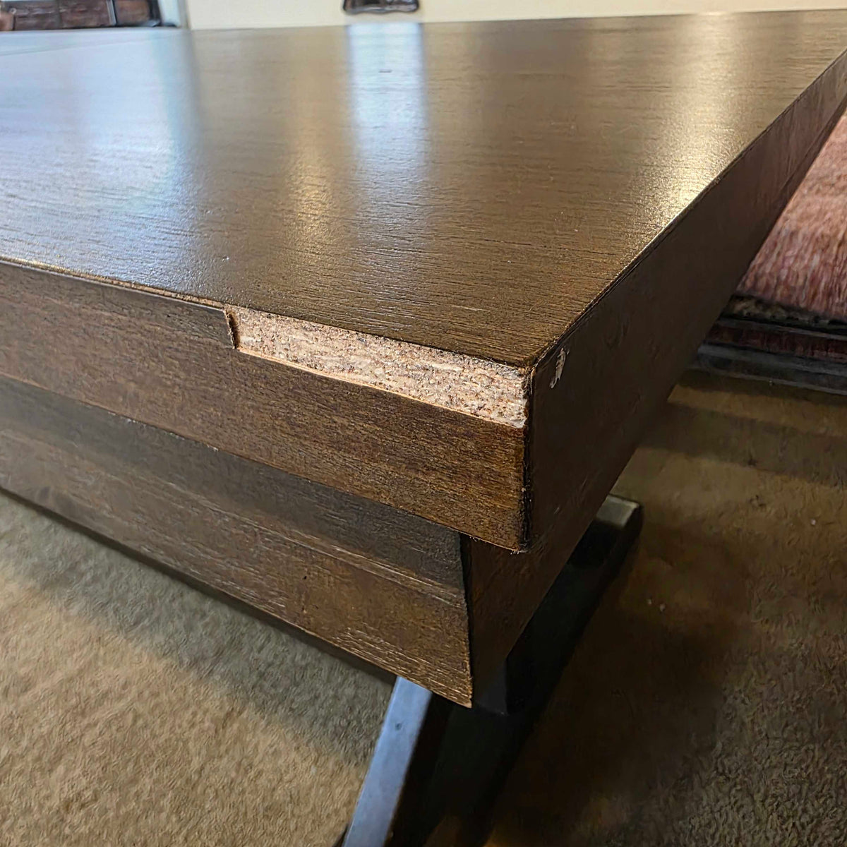 Dark Wood Trestle Expanding Dining Table w/ Bench C DINING TABLES