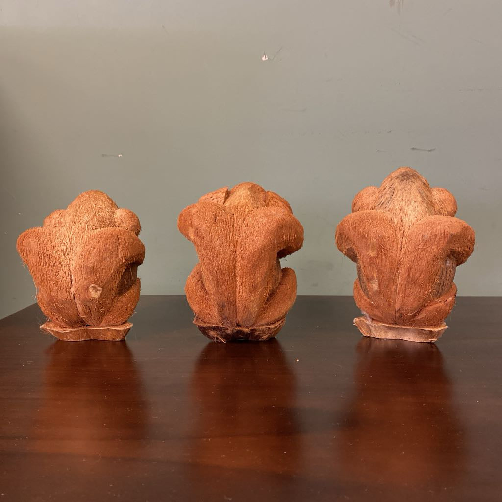 See Hear Speak No Evil Coconut Monkeys SET