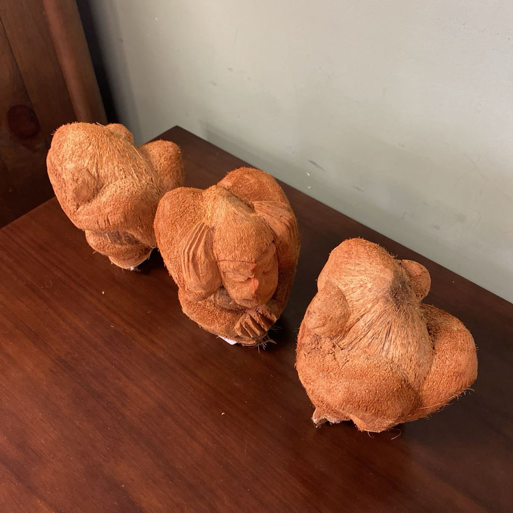 See Hear Speak No Evil Coconut Monkeys SET
