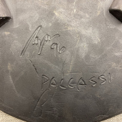 Signed Geometric Raku Pottery Art Plate