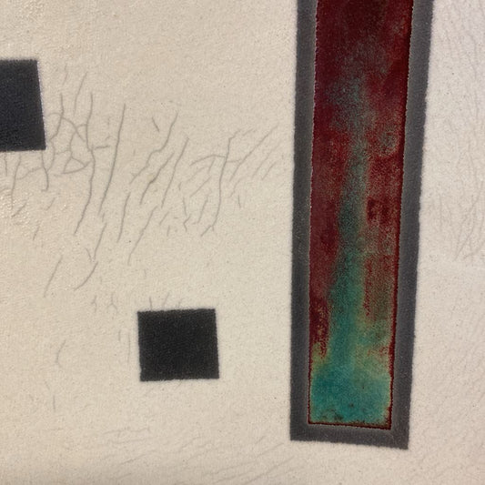 Signed Geometric Raku Pottery Art Plate
