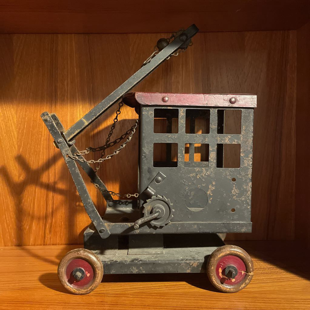 Cast Iron Steam Crane on Wheels Old School Toy