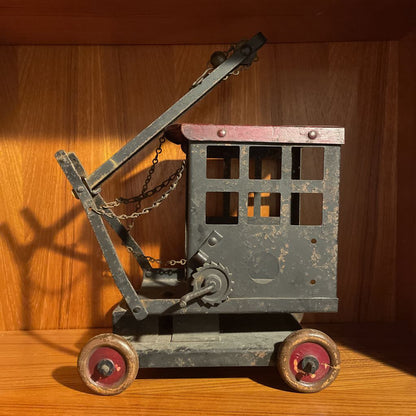 Cast Iron Steam Crane on Wheels Old School Toy
