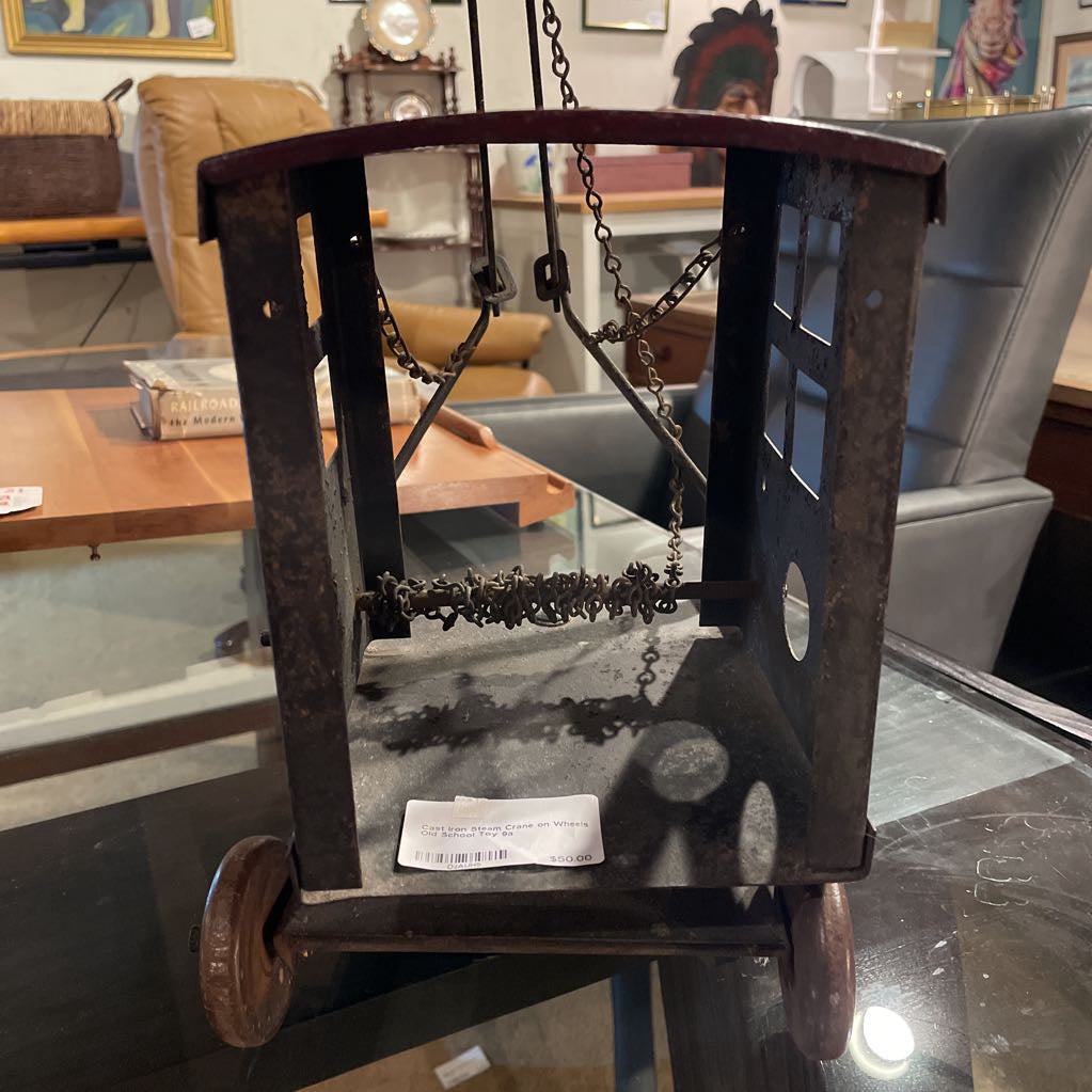 Cast Iron Steam Crane on Wheels Old School Toy