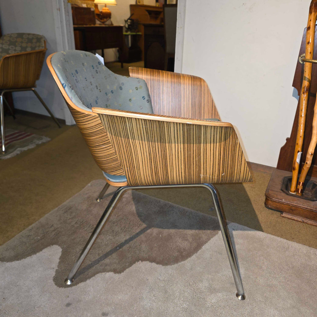 Stylex Bentwood Armchair w/ Blue Dotted Seats