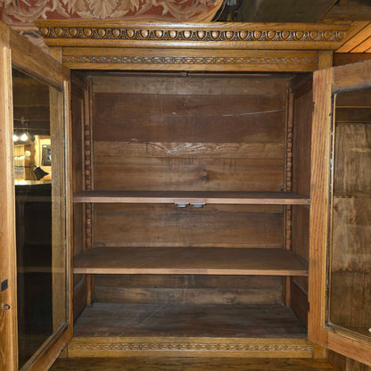 Antique Oak Carved Detail Hutch *No Key*