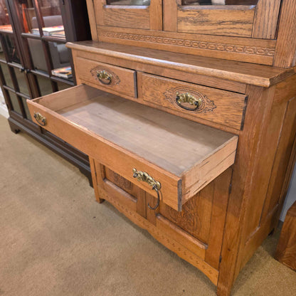 Antique Oak Carved Detail Hutch *No Key*