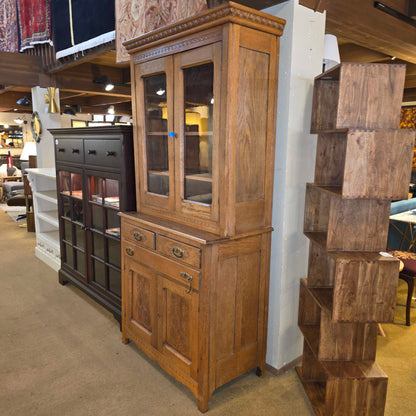 Antique Oak Carved Detail Hutch *No Key*