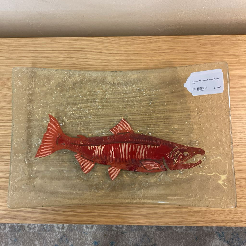 Salmon Art Glass Serving Platter