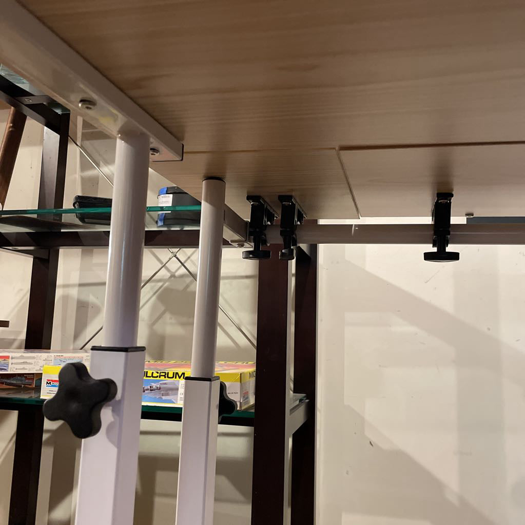 Narrow White Metal Adjust. Desk