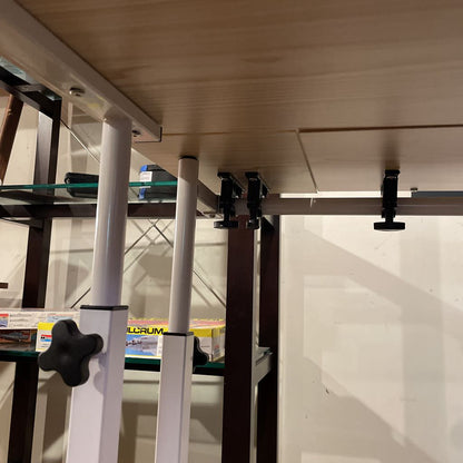 Narrow White Metal Adjust. Desk