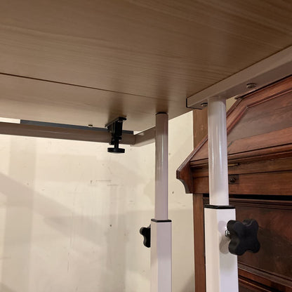 Narrow White Metal Adjust. Desk