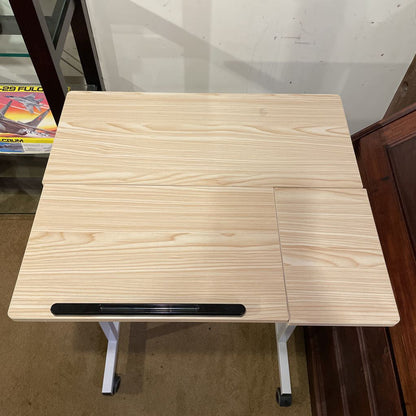 Narrow White Metal Adjust. Desk