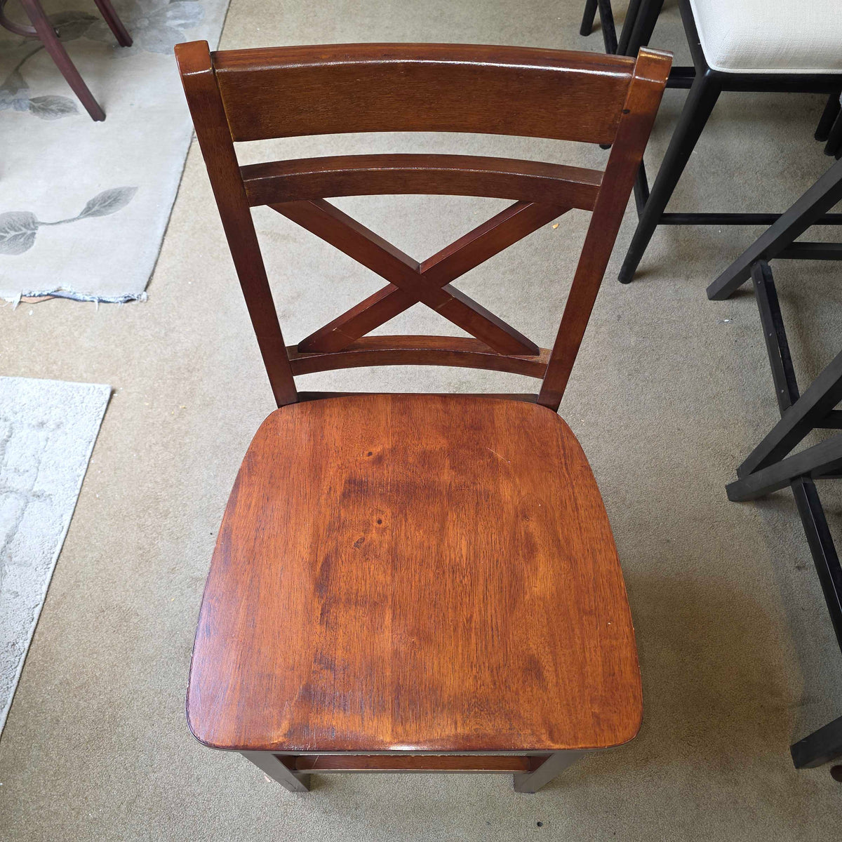 Dark Wood Farmhouse Stool