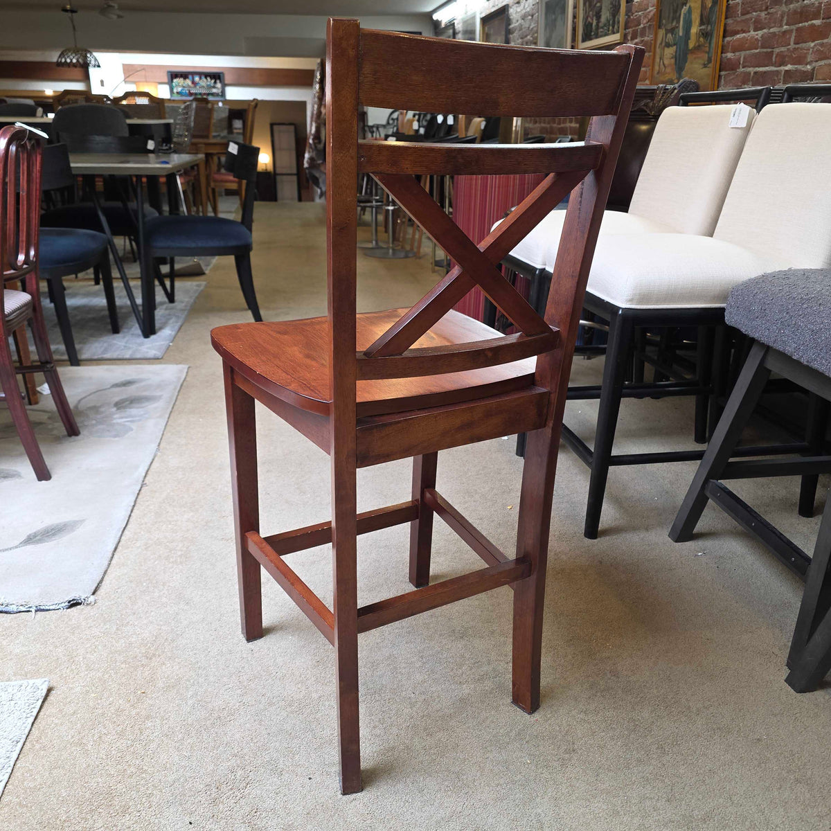 Dark Wood Farmhouse Stool