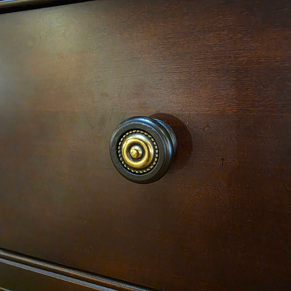Dark Wood Paned Glass 2 Door/2 Drawer Hutch