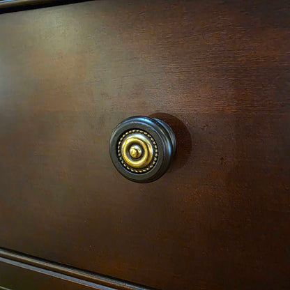 Dark Wood Paned Glass 2 Door/2 Drawer Hutch