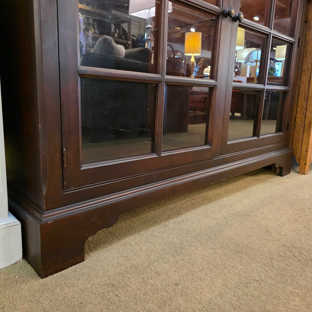Dark Wood Paned Glass 2 Door/2 Drawer Hutch