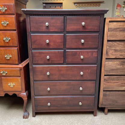 Tall Dark Wood 7 Drawer Chest