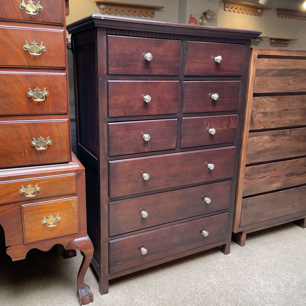 Tall Dark Wood 7 Drawer Chest