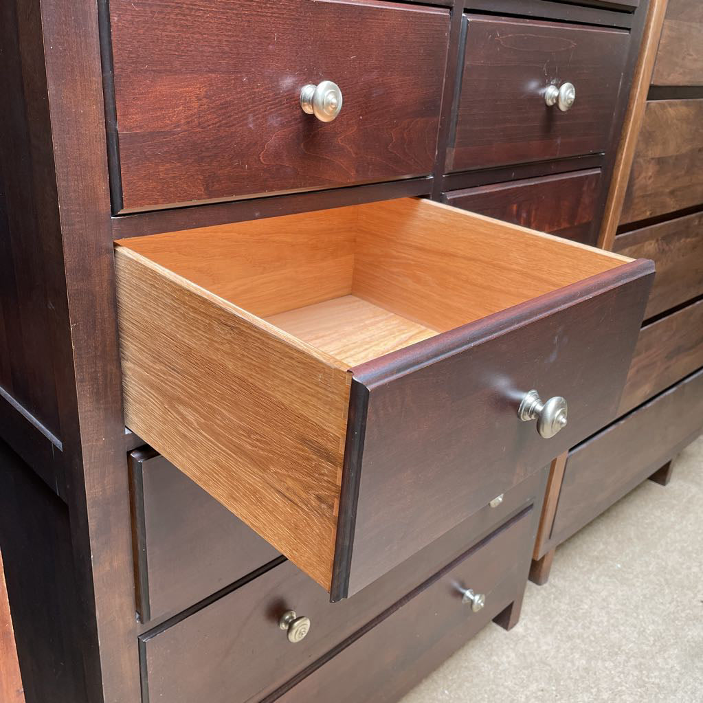 Tall Dark Wood 7 Drawer Chest