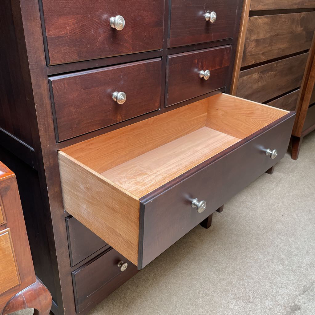 Tall Dark Wood 7 Drawer Chest