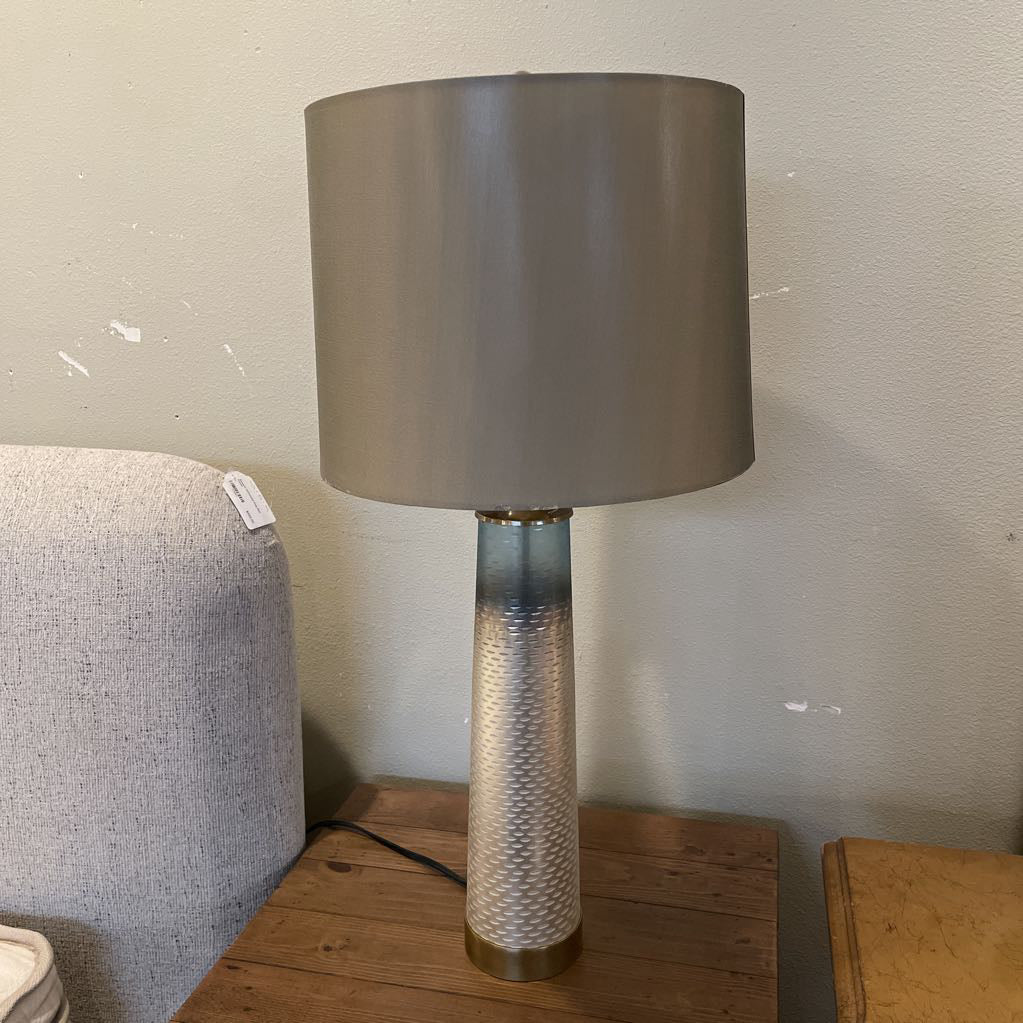 Slender Base Off Green Shade Table Lamp w/ Glass Orb Accent LAMPS