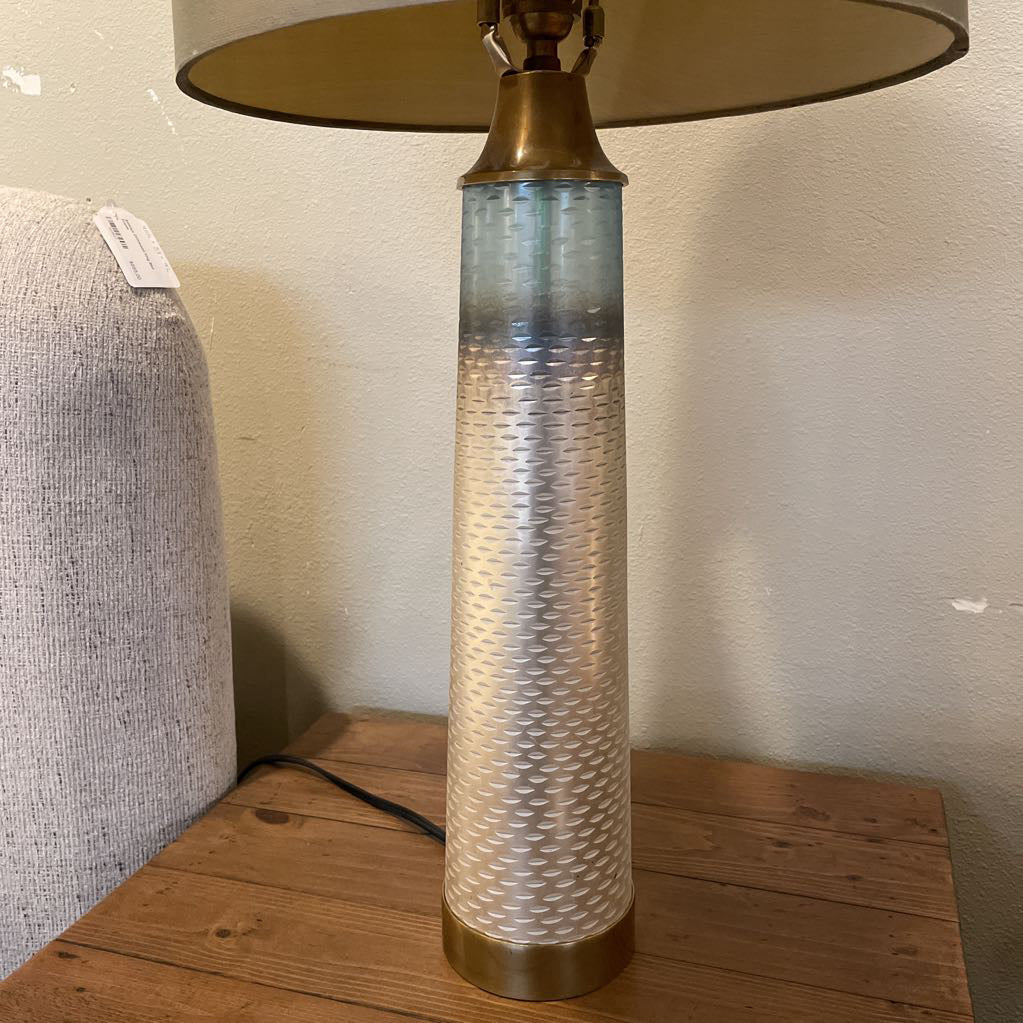 Slender Base Off Green Shade Table Lamp w/ Glass Orb Accent LAMPS
