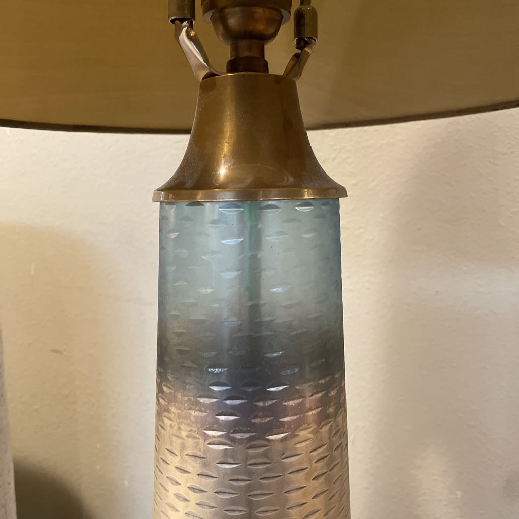 Slender Base Off Green Shade Table Lamp w/ Glass Orb Accent LAMPS