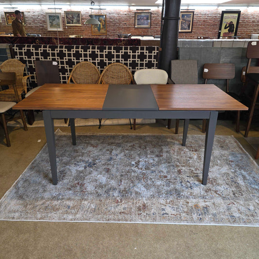 Wood Veneer Two Tone Leaf Expanding Modern Dining Table